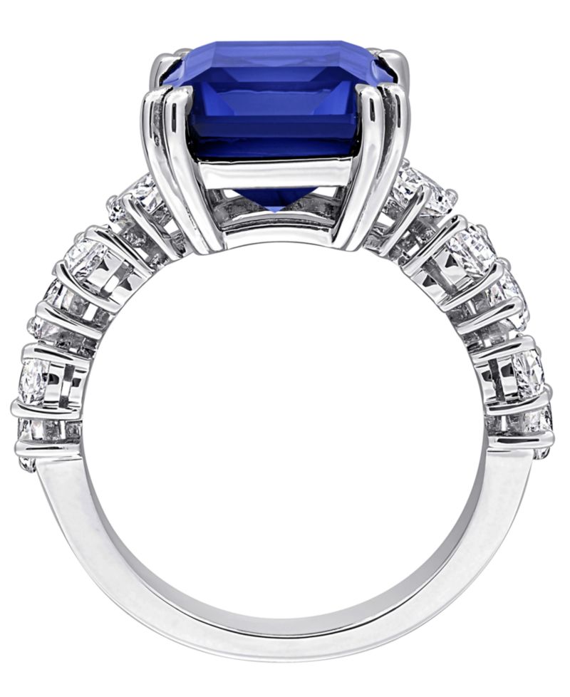 Lab Grown Blue Sapphire (5 ct. t.w.) & Lab Grown White Sapphire (2-1/5 ct. t.w.) Ring in Sterling Silver (Also Available in Ruby)