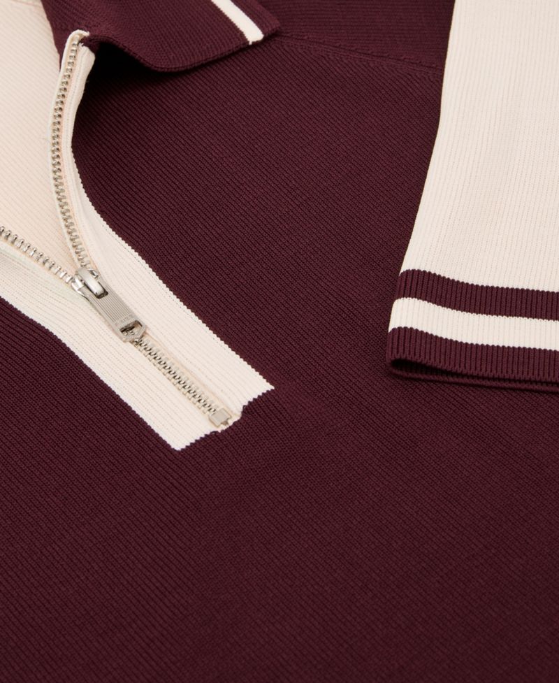 Men's Elmers Colour-Block Half-Zip Knitted Polo Shirt