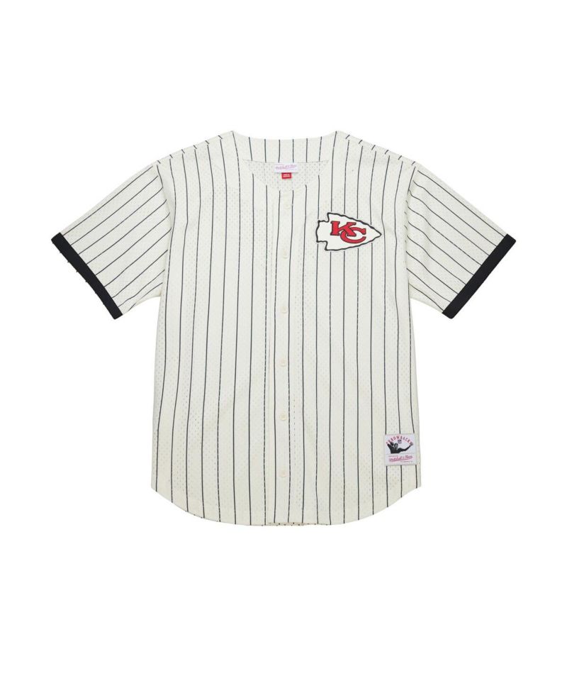 Men's Cream Kansas City Chiefs Final Seconds Vintage Logo Mesh Button-Up Shirt