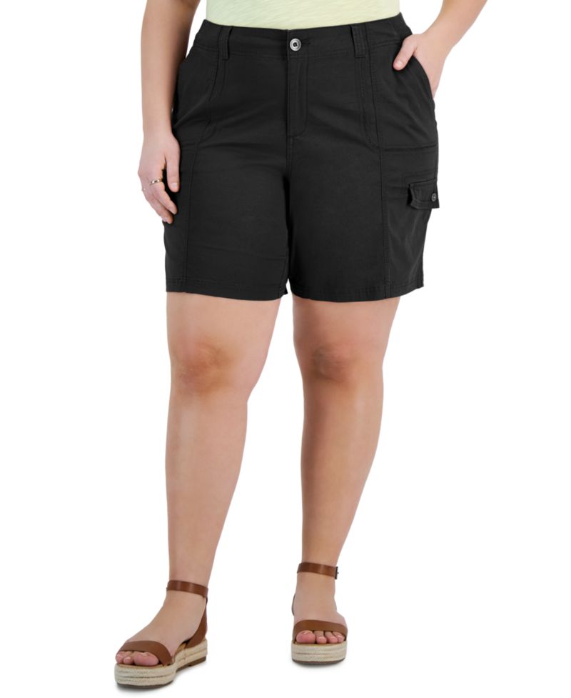 Plus Size Mid-Rise Comfort-Waist Cargo Shorts