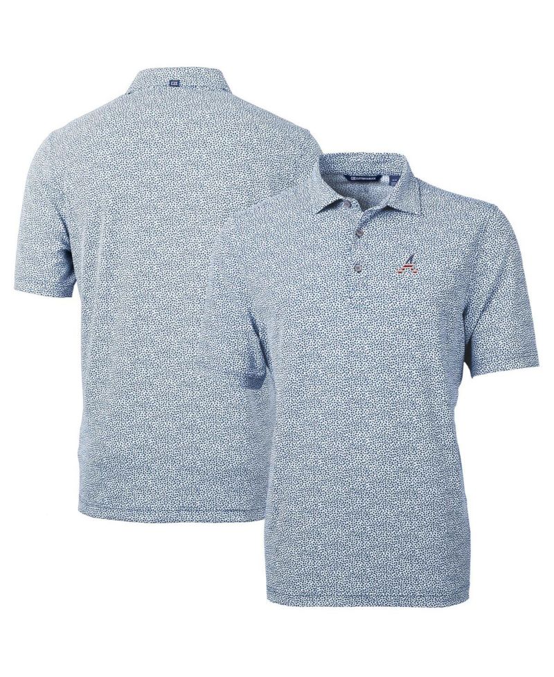 Men's Navy Atlanta Braves Americana Logo Virtue Eco-Pique Botanical Polo