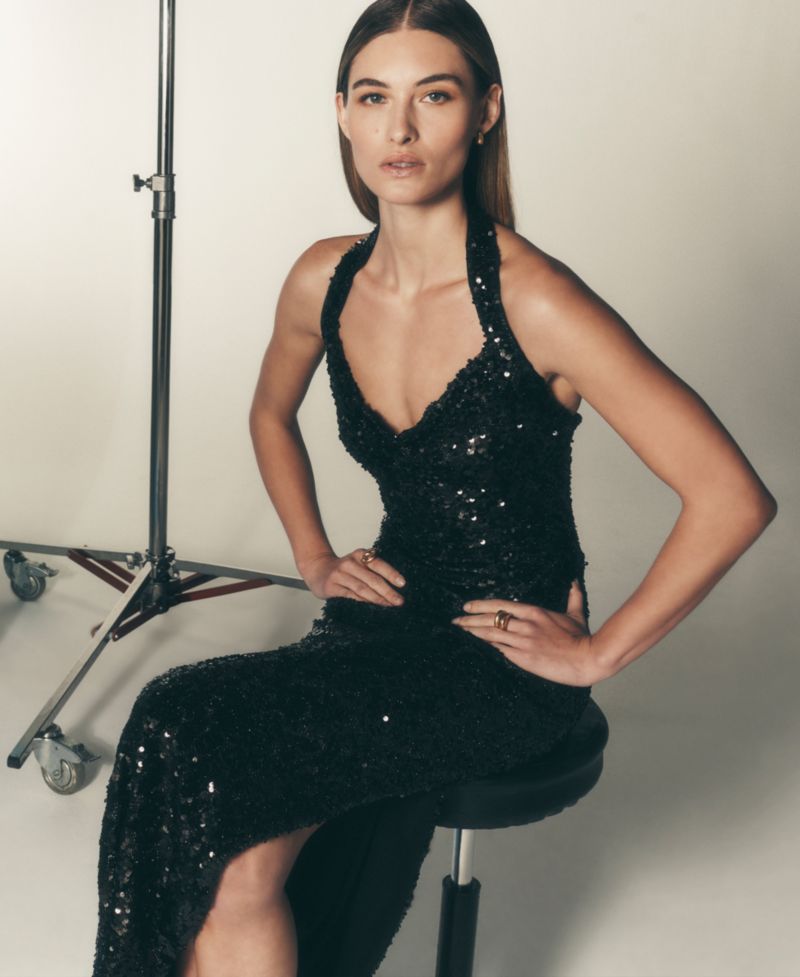 Women's Sequin Halter Neck Ball Gown