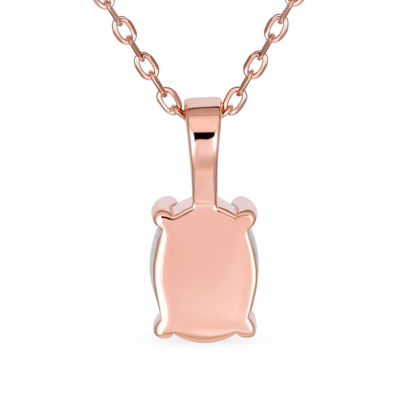 Created Oval Solitaire Orange Opal Pendant Necklace Gold Sterling Silver