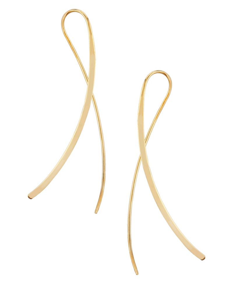 Cross Over Wire Sweep Earrings Set in 14k White, Yellow or Rose Gold