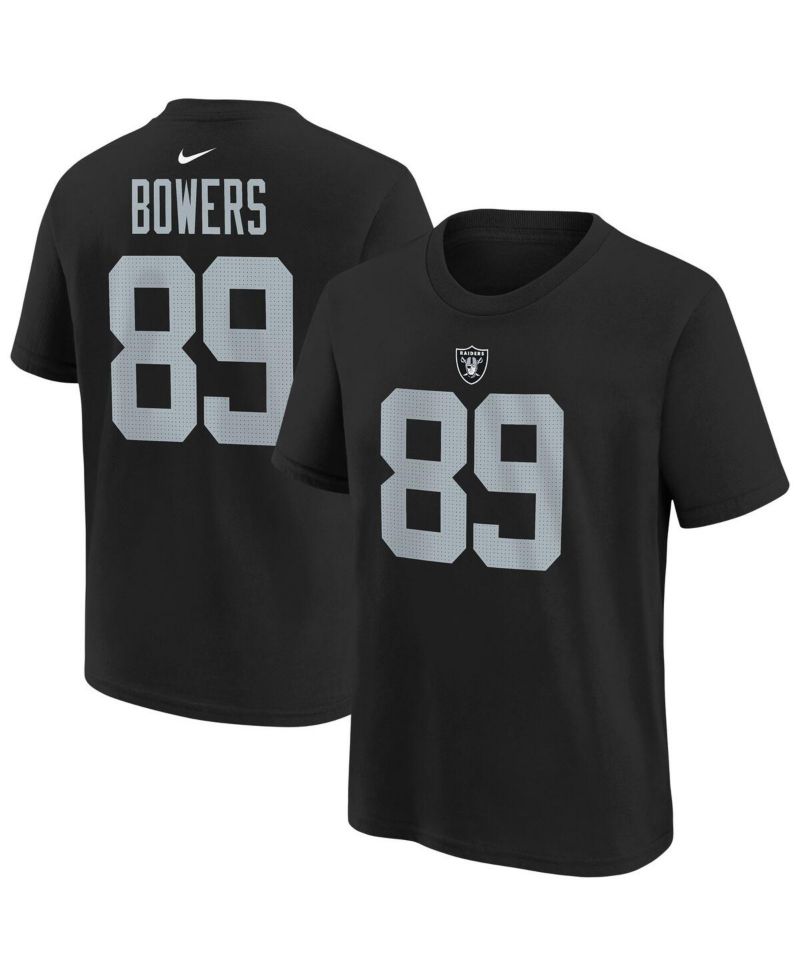 Big Boys and Girls Brock Bowers Black Las Vegas Raiders Player Name & Number T-Shirt