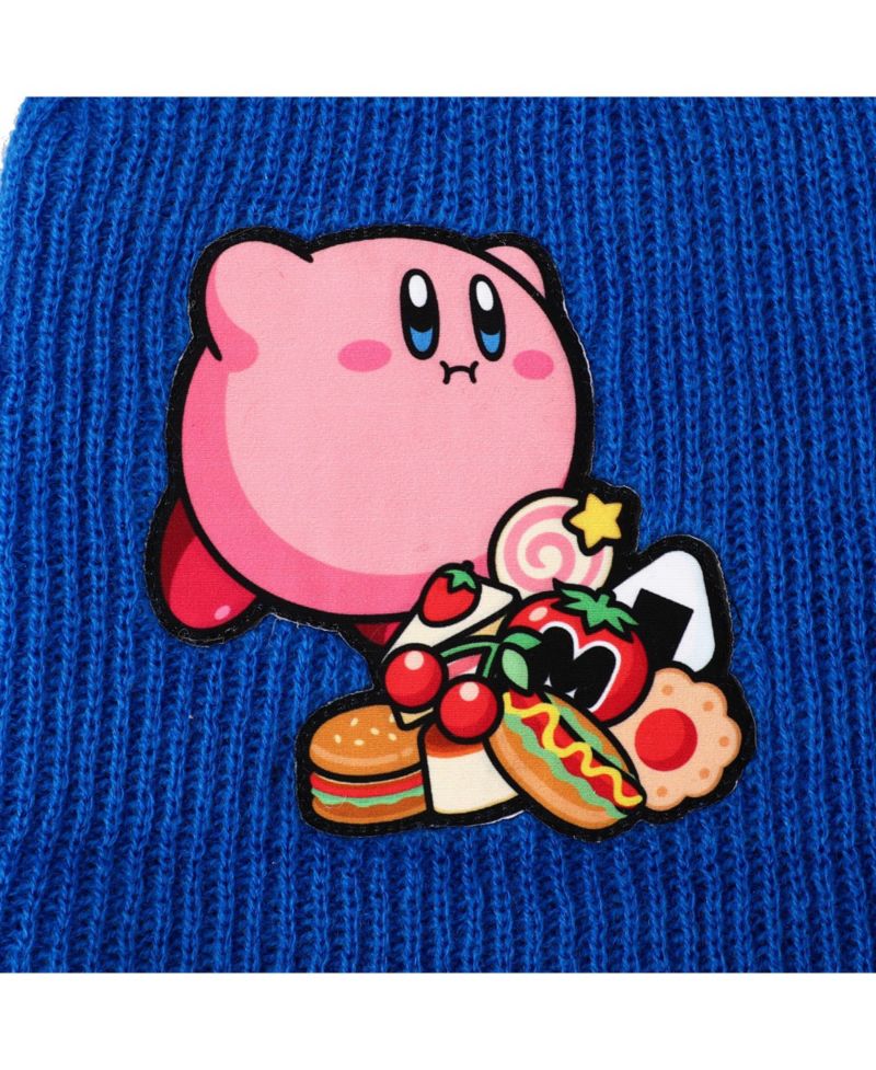 Men's Kirby Snack Time Royal Blue Cuffed Plain Skull Acrylic Knitted Beanie Hat