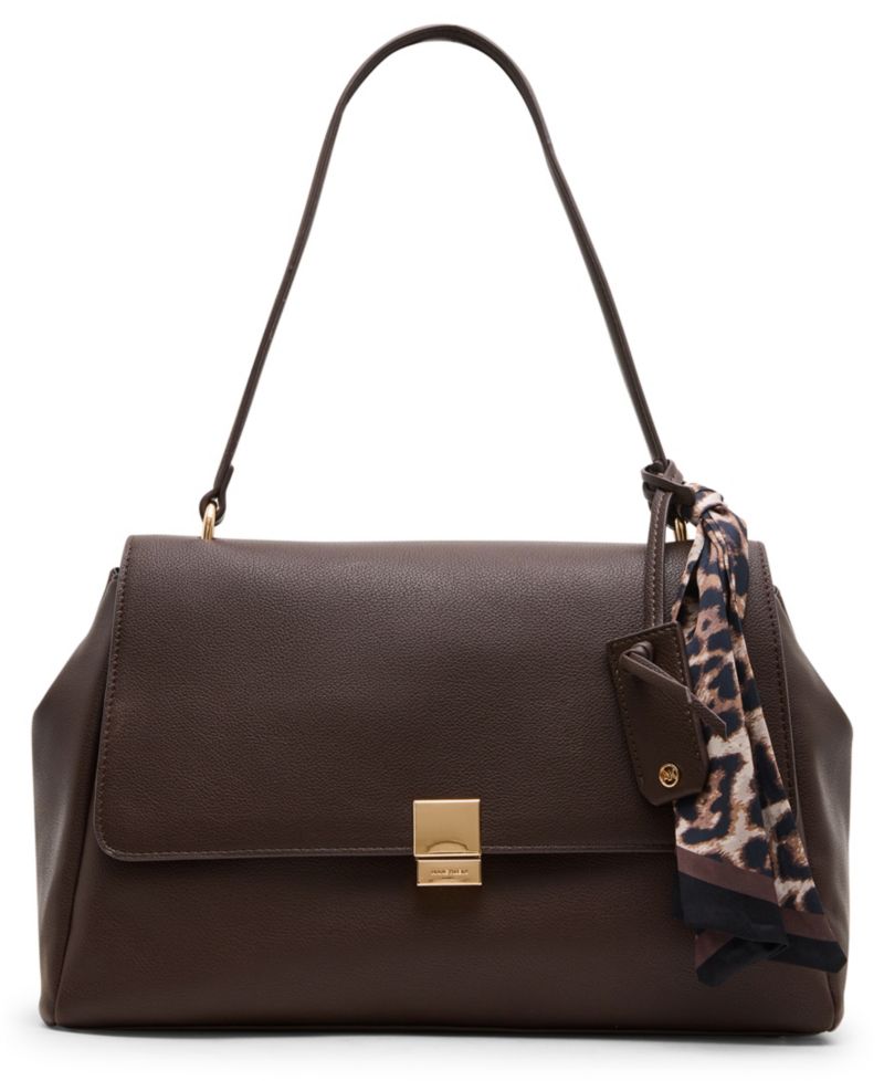 Flap with Scarf Medium Shoulder Handbag