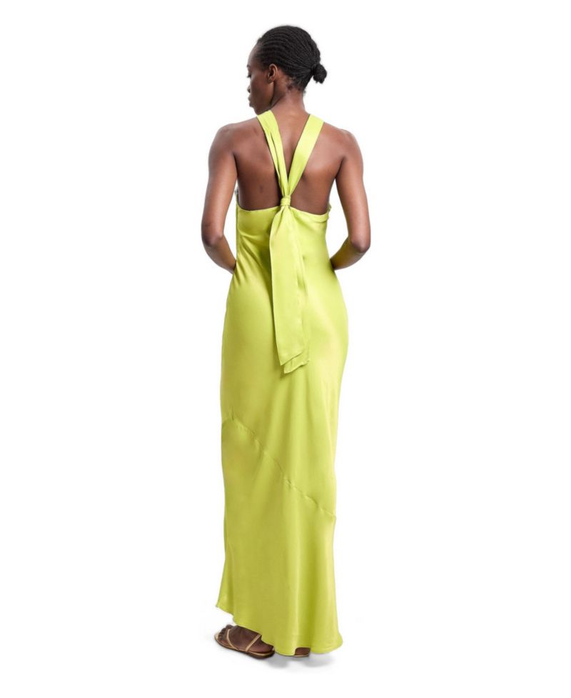 Women's Satin Halter Maxi Dress