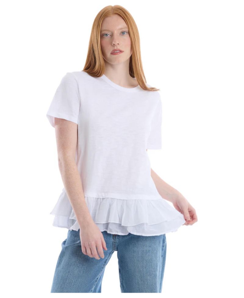 Women's Short Sleeve Mixed Media Tee