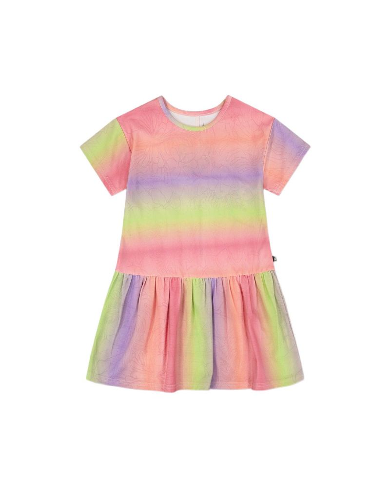 Big Girls Printed Jersey Dress with Heart Back Cut Out Multicolor