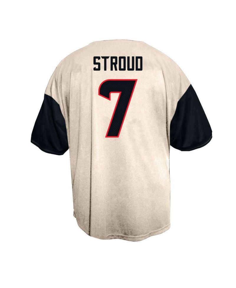 Men's C.J. Stroud Cream Houston Texans Big & Tall Baseball Button-Up Shirt