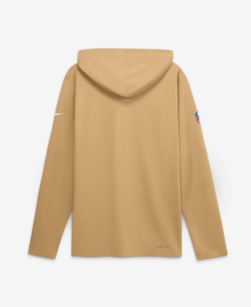 Men's Gold San Francisco 49ers Sideline Lightweight Long Sleeve Hooded Dri-FIT T-Shirt