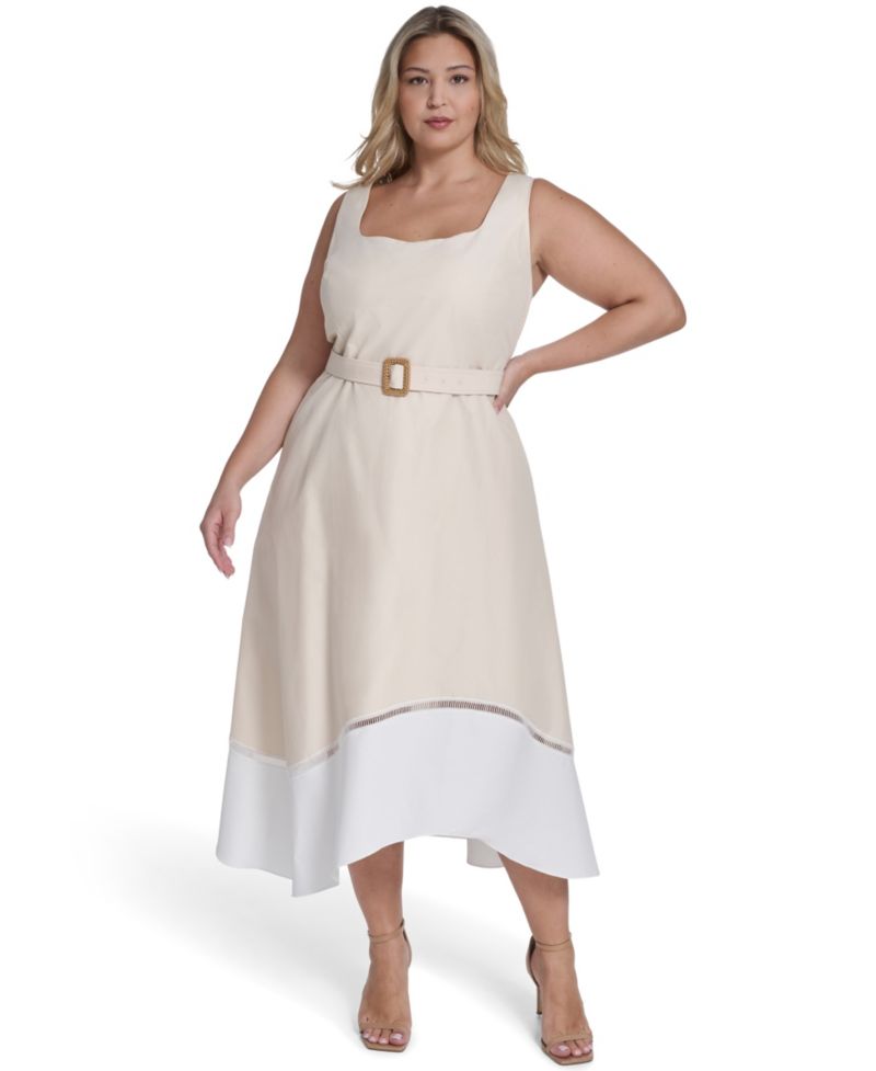 Plus Size Square Neck Midi Dress