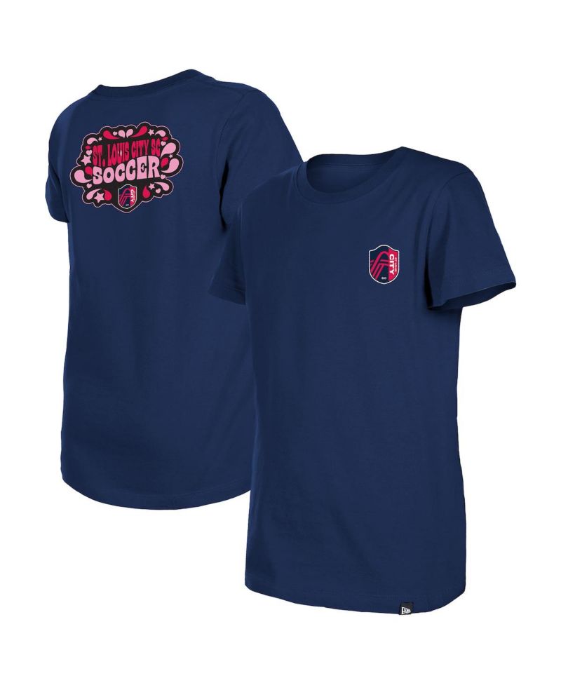 Big Girls Navy St. Louis City SC Bubble Heart T-Shirt