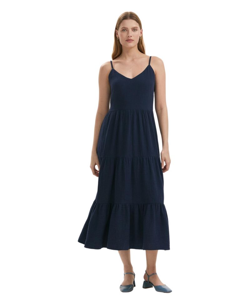 Women's Emmie Cotton Tiered V-Neck Midi Dress