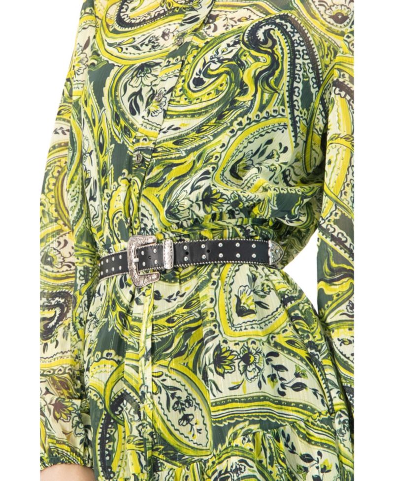Women's Short Paisley Dress with Long Sleeves