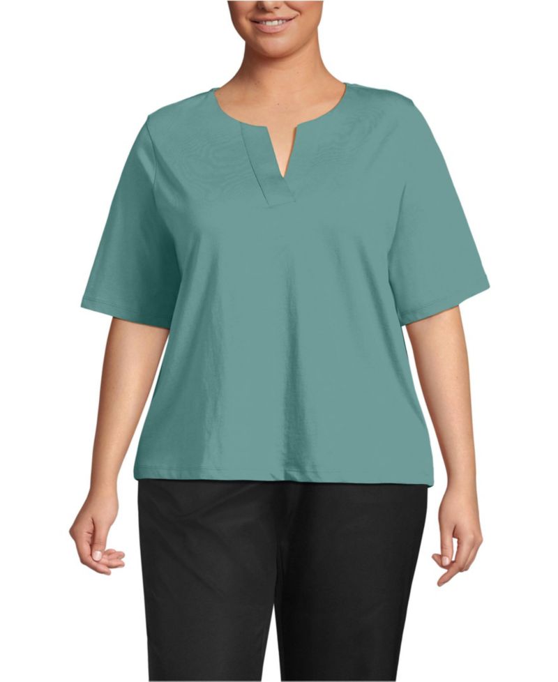 Plus Size Supima Jersey Half Sleeve Splitneck Shirt
