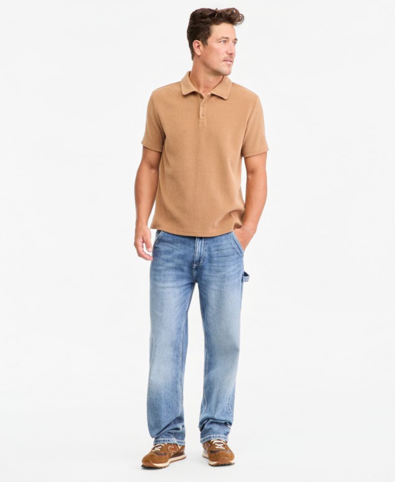 Men's Short-Sleeve Knit Corduroy Polo Shirt