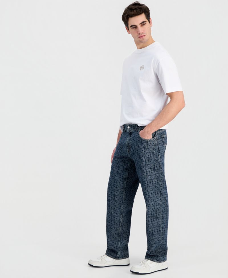 Men's Damon Logo-Print Cotton Relaxed Jeans