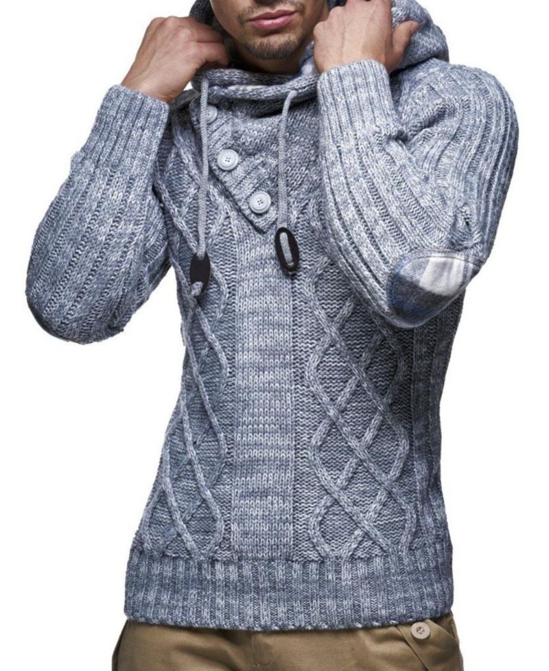 Men s Knitted Pullover | Long-Sleeved Slim fit Hoodie | Basic Winter Hoodie-Sweater for Men