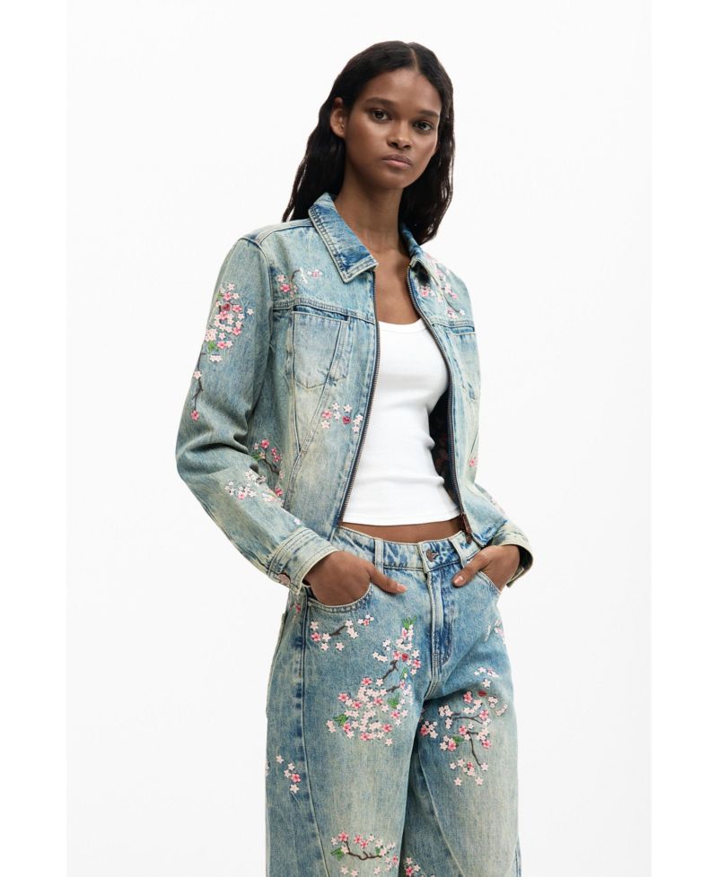 Women's Regular embroidered denim pants