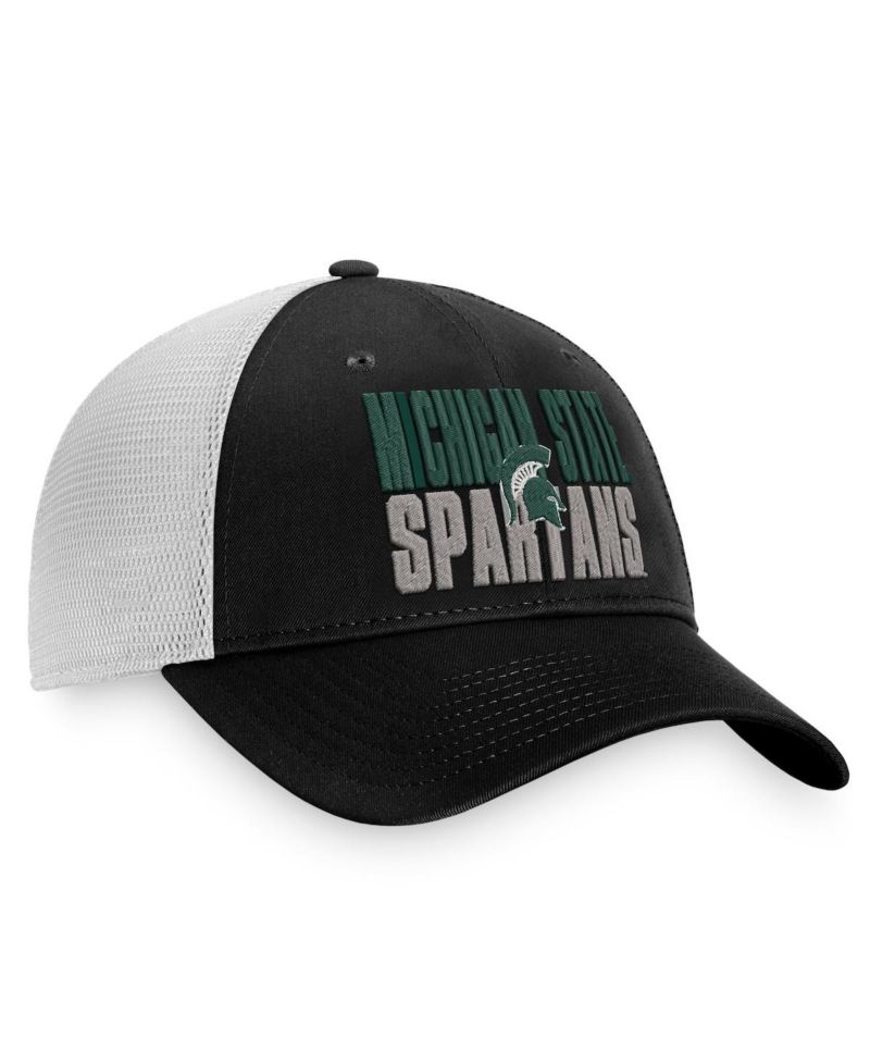 Men's Black, White Michigan State Spartans Stockpile Trucker Snapback Hat
