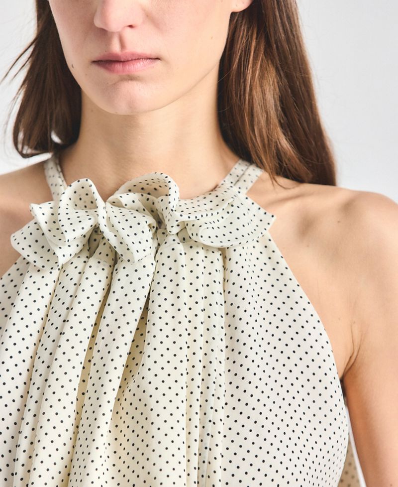 Women's Paisley Baby Dot Print Halter Neck Top