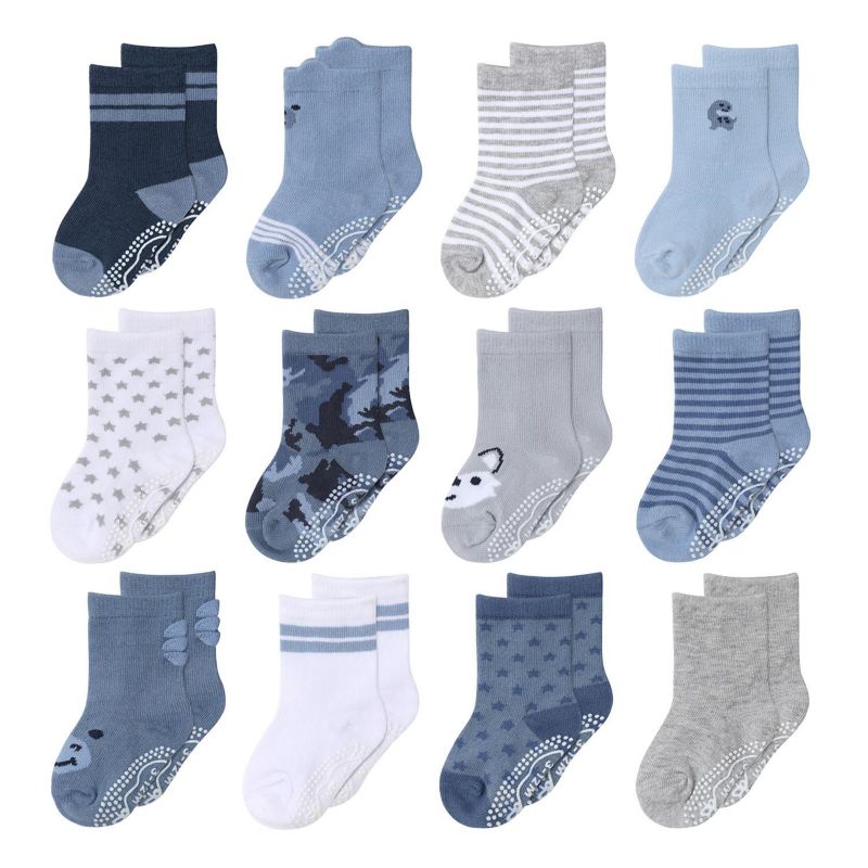 Baby Boys 12pk Cotton Socks, Blue/Grey