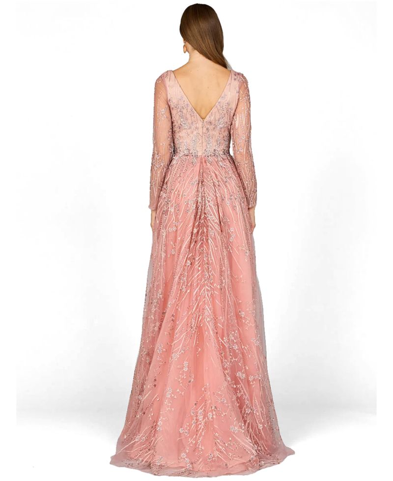Women's Elegant Overskirt Dress with Long Sleeves