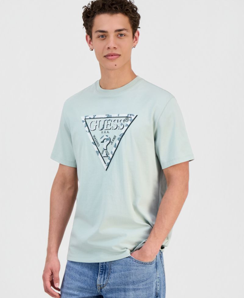 Men's Triangle Leaves Embroidery T-Shirt