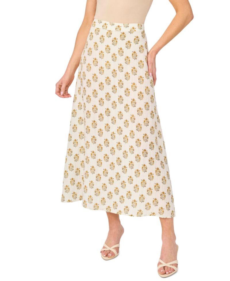 Women's Printed Zippered A-Line Skirt