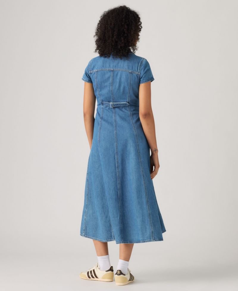 Women's Western Fit & Flare Midi Denim Dress