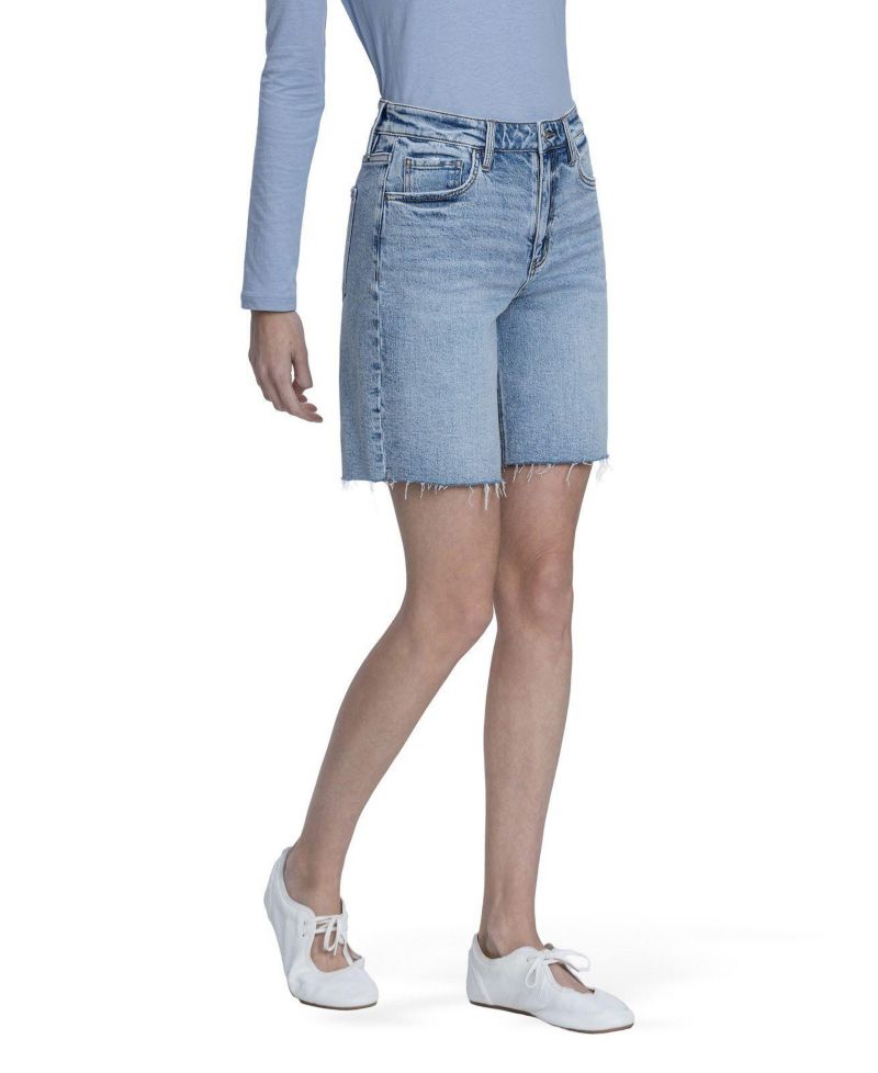 Women's High Rise Raw Hem Denim Shorts