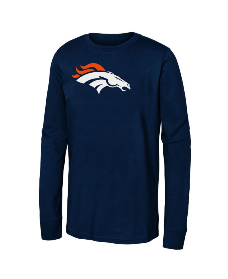 Boys' and Girls' Denver Broncos Primary Logo Long-Sleeve Screen-Print T-Shirt