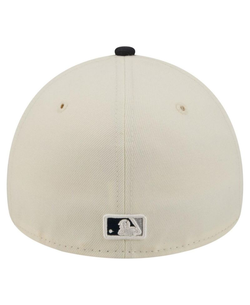 Men's Cream/Navy New York Yankees Chrome A-Frame 59FORTY Adjustable Hat
