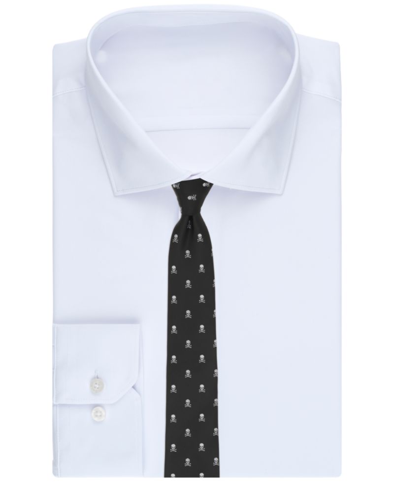 Men's Cross-Bone Solid Skinny Tie