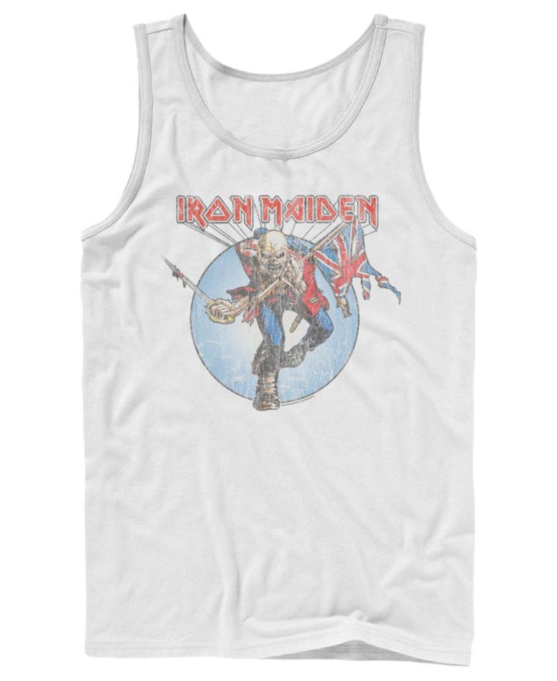 Men's Iron Maiden Trooper Eddie Distressed Graphic Tank Top