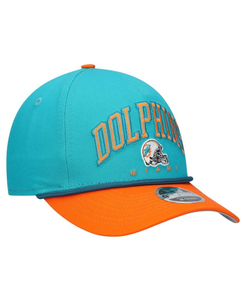 Big Boys and Girls Aqua/Orange Miami Dolphins Arch COOLERA 9FORTY A-Frame Adjustable Hat