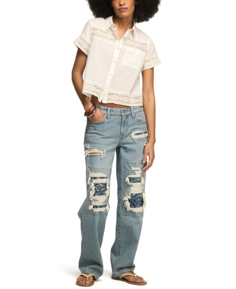 Women's Cutwork Collared Camp Shirt