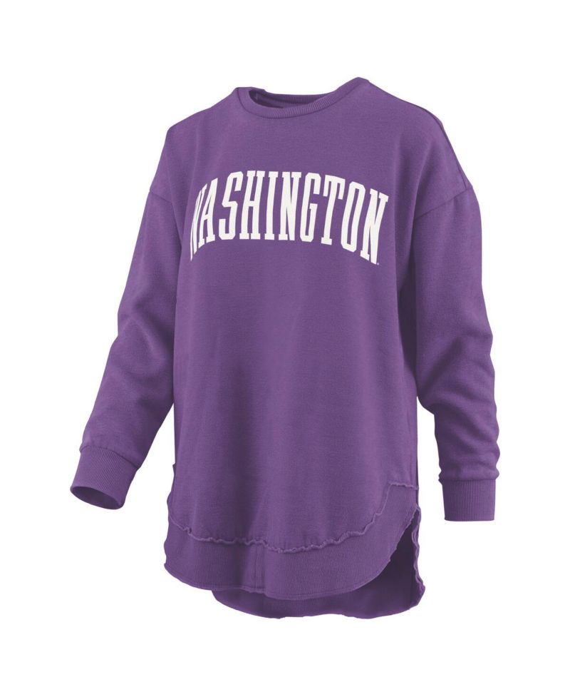 Women's Purple Washington Huskies Melange Poncho Vintage Fleece Long Sleeve Pullover Sweatshirt