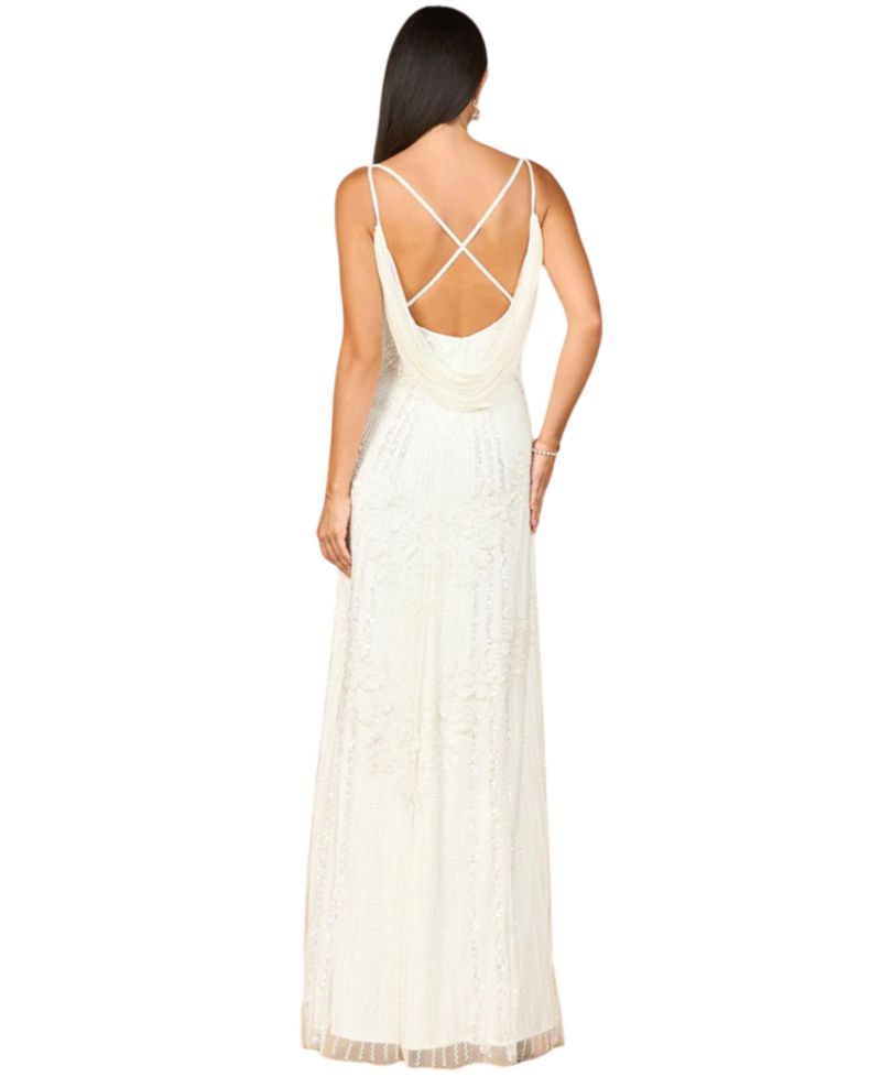 Women's Beaded Gown with Cowl Back