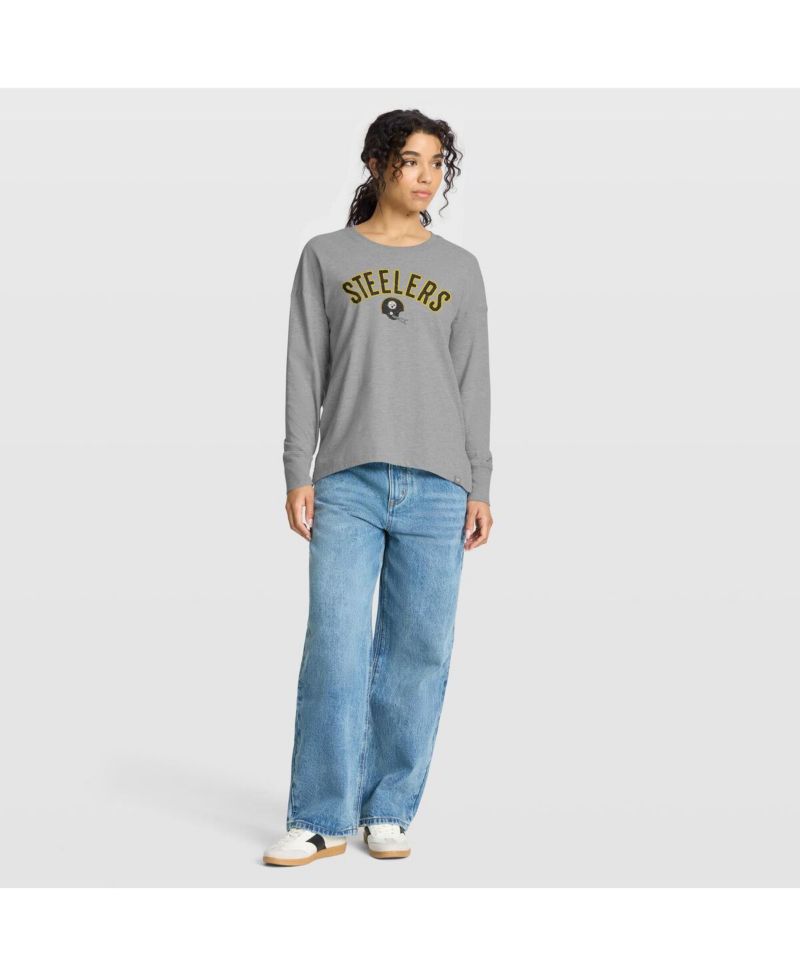 Women's Heather Gray Pittsburgh Steelers Hometown Legacy Long Sleeve T-Shirt