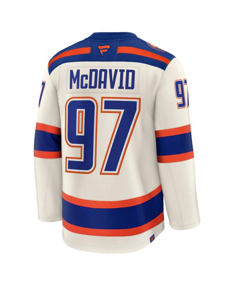 Men's Connor McDavid Light Beige Edmonton Oilers Alternate Premium Jersey
