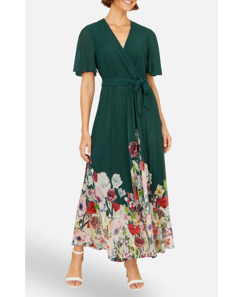 Women's Mesh Wrap Midi Dress