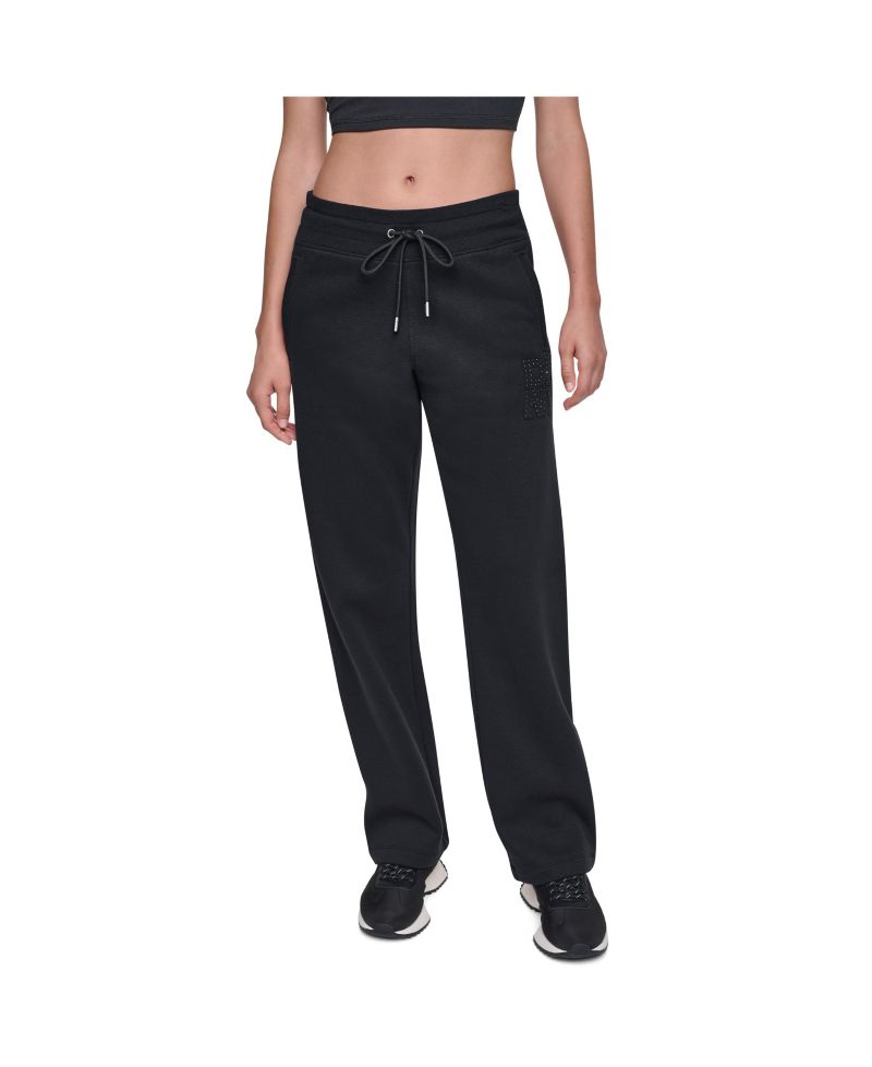 Women's Stacked Rhinestone Applique High-Rise Straight-Leg Pants