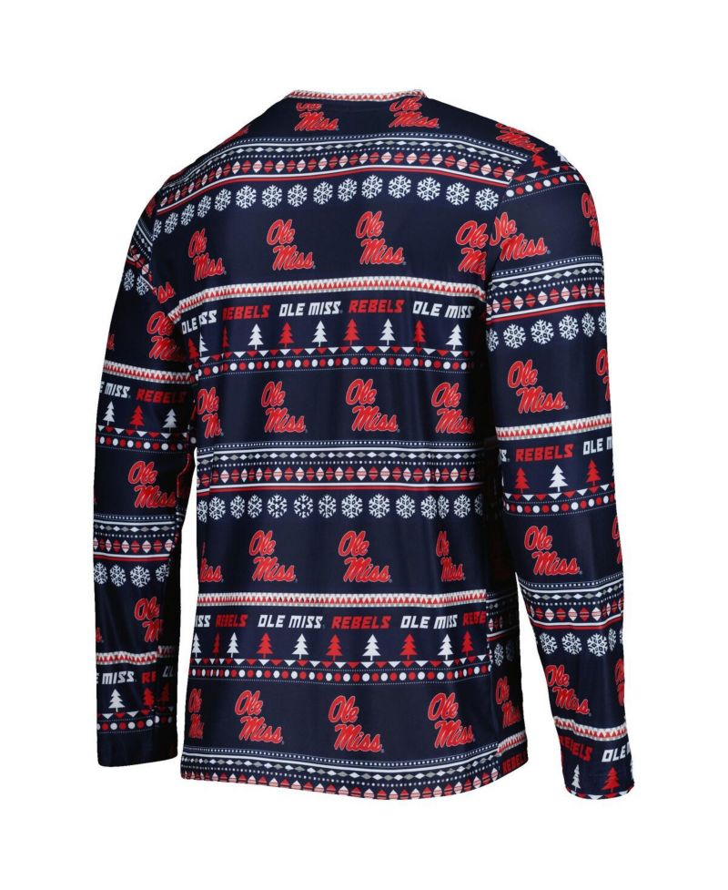 Men's Navy Ole Miss Rebels Swivel Long Sleeve T-shirt and Pants Sleep Set