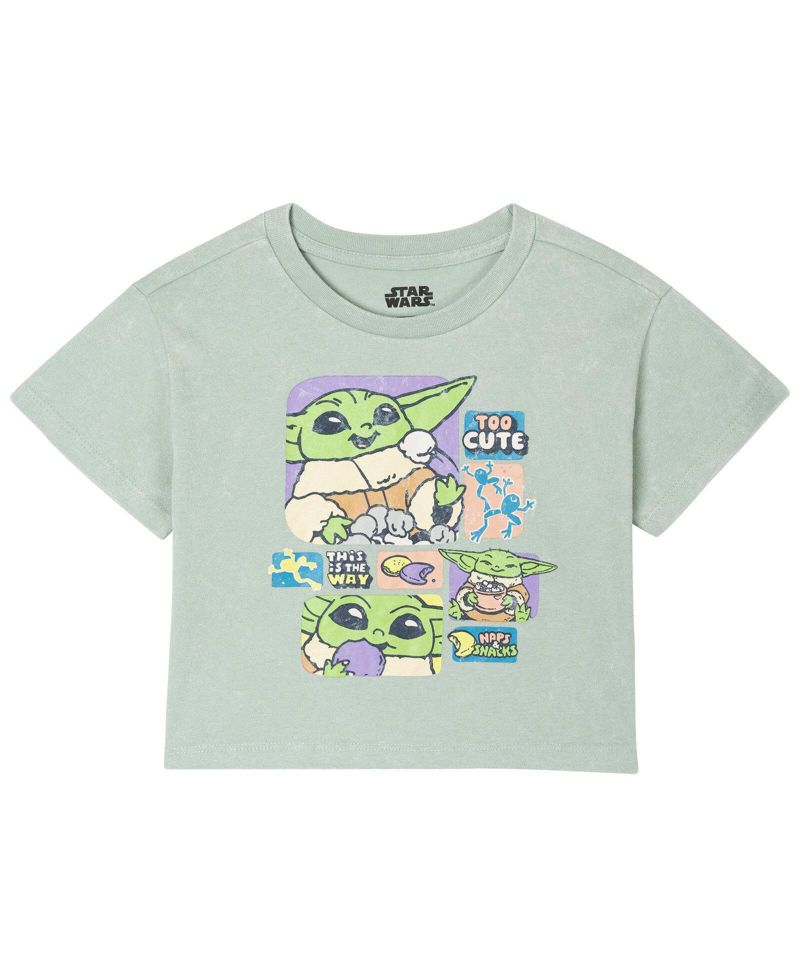 Girls' 4-16 Grogu Graphic Mineral-Wash T-Shirt and Skort, 2-Piece Set