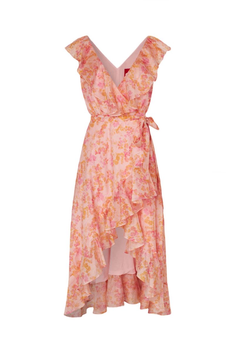 Women's Landon Floral-Print Wrap Ruffle Midi Dress