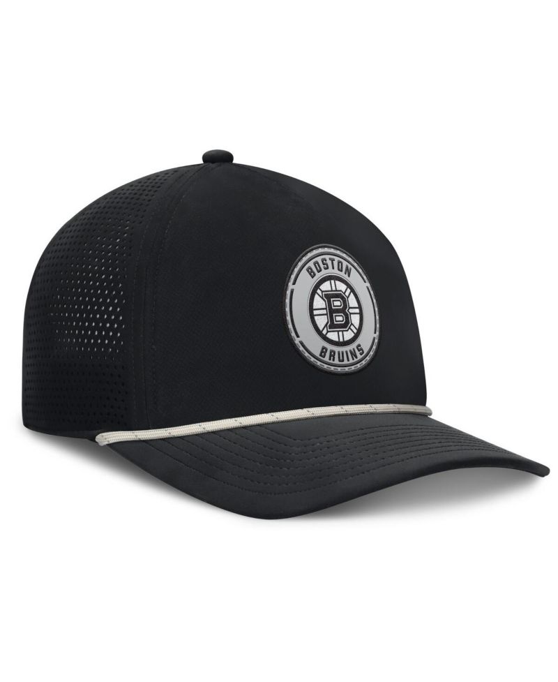 Men's Black Boston Bruins Front Office Performance A-Frame Adjustable Hat