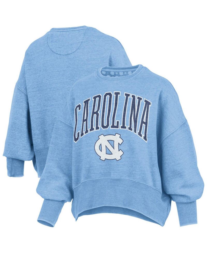 Women's Carolina Blue North Carolina Tar Heels Oversized Waist-Length Crewneck Sweatshirt